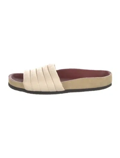 Pre-owned Isabel Marant Leather Colorblock Pattern Slides In Neutral