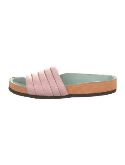 Pre-owned Isabel Marant Leather Colorblock Pattern Slides In Pink