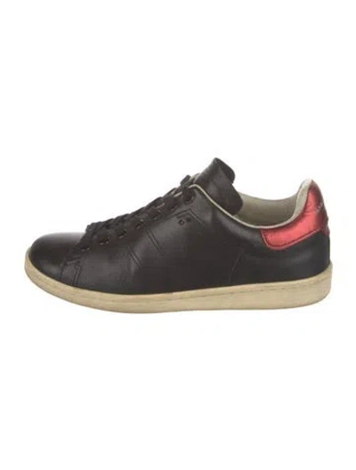 Pre-owned Isabel Marant Leather Colorblock Pattern Sneakers In Black