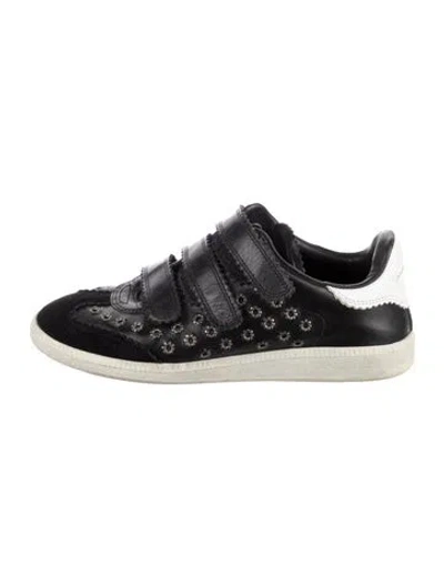 Pre-owned Isabel Marant Leather Colorblock Pattern Sneakers In Black