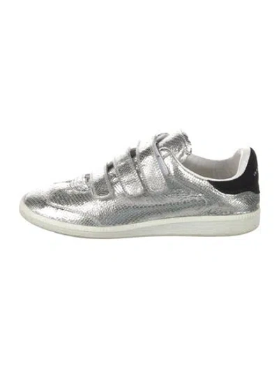 Pre-owned Isabel Marant Leather Colorblock Pattern Sneakers In Silver