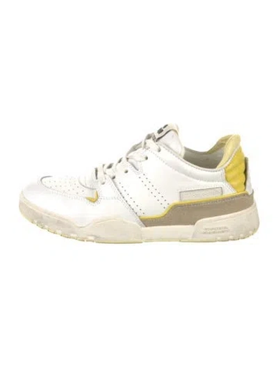 Pre-owned Isabel Marant Leather Colorblock Pattern Sneakers In White