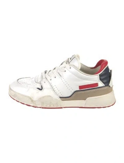 Pre-owned Isabel Marant Leather Colorblock Pattern Sneakers In White
