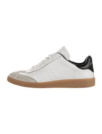 Pre-owned Isabel Marant Leather Colorblock Pattern Sneakers In White