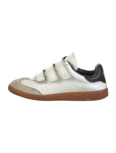 Pre-owned Isabel Marant Leather Colorblock Pattern Sneakers In White
