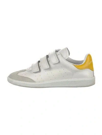 Pre-owned Isabel Marant Leather Colorblock Pattern Sneakers In White
