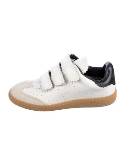 Pre-owned Isabel Marant Leather Colorblock Pattern Sneakers In White