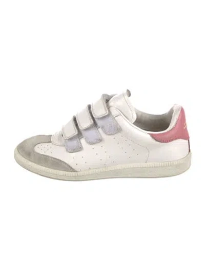Pre-owned Isabel Marant Leather Colorblock Pattern Sneakers In White