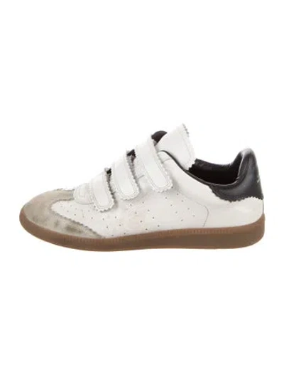 Pre-owned Isabel Marant Leather Colorblock Pattern Sneakers In White