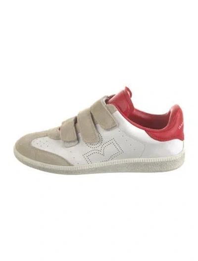 Pre-owned Isabel Marant Leather Colorblock Pattern Sneakers In White