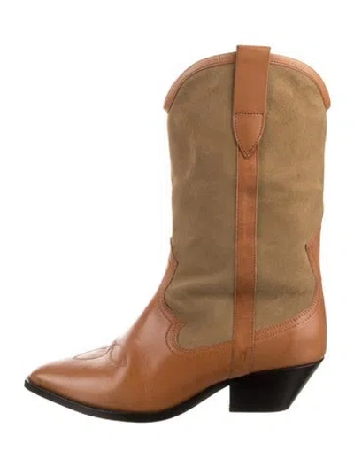 Pre-owned Isabel Marant Leather Colorblock Pattern Western Boots In Neutral