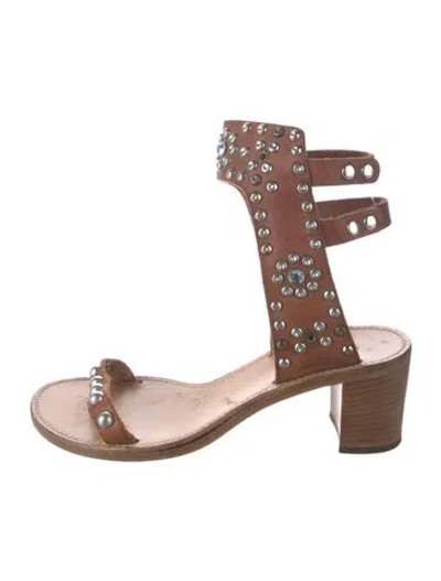 Pre-owned Isabel Marant Leather Crystal Embellishments Sandals In Brown