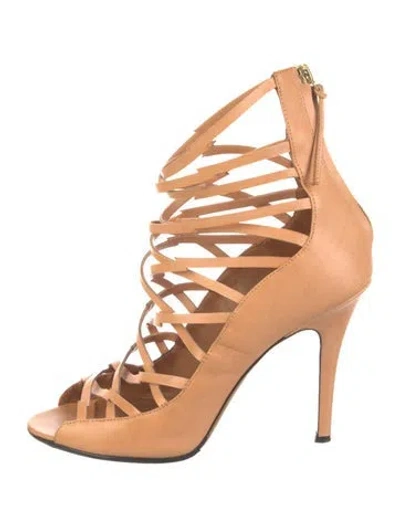 Pre-owned Isabel Marant Leather Cutout Accent Pumps In Brown