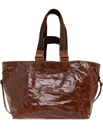 Isabel Marant Leather Drawstring Tote Bag In Brown