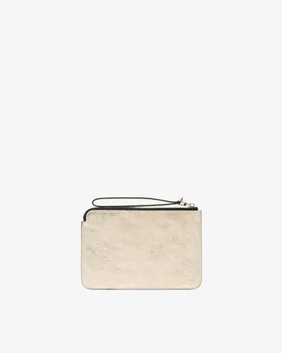 Isabel Marant Leather Flat Pouch In Light Gold