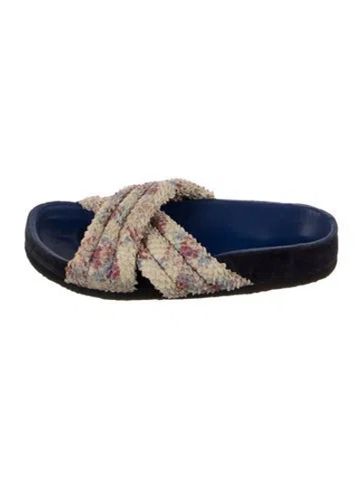 Pre-owned Isabel Marant Leather Floral Print Slides In Neutrals