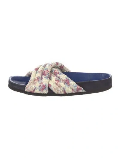 Pre-owned Isabel Marant Leather Floral Print Slides In Neutrals
