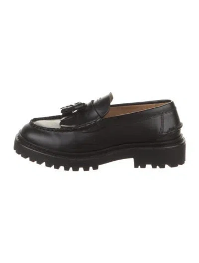 Pre-owned Isabel Marant Leather Fringe Trim Accent Loafers In Black