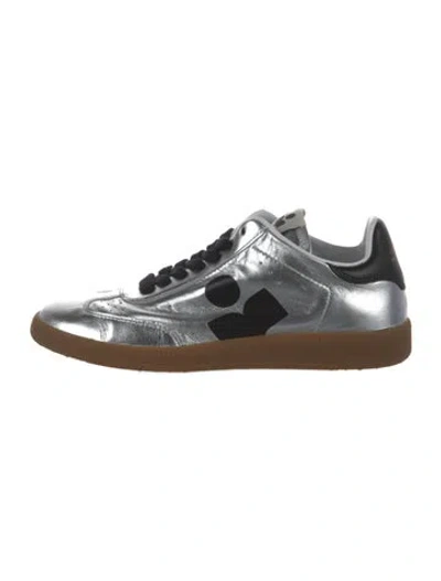 Pre-owned Isabel Marant Leather Graphic Print Athletic Sneakers In Silver