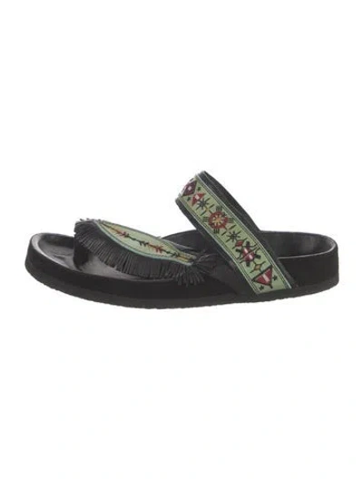 Pre-owned Isabel Marant Leather Graphic Print Sandals In Black