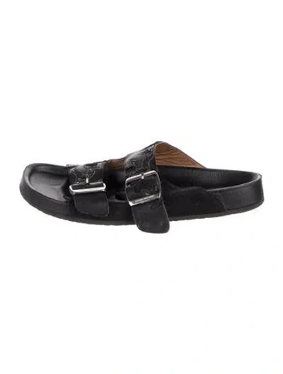Pre-owned Isabel Marant Leather Graphic Print Slides In Black