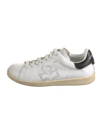 Pre-owned Isabel Marant Leather Graphic Print Sneakers In White