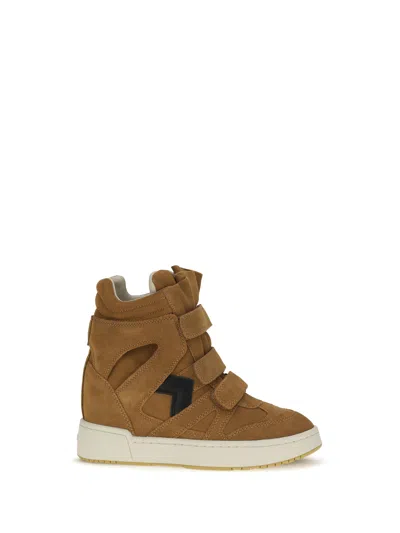Isabel Marant Leather High-top Wedge Sneaker In Cognac