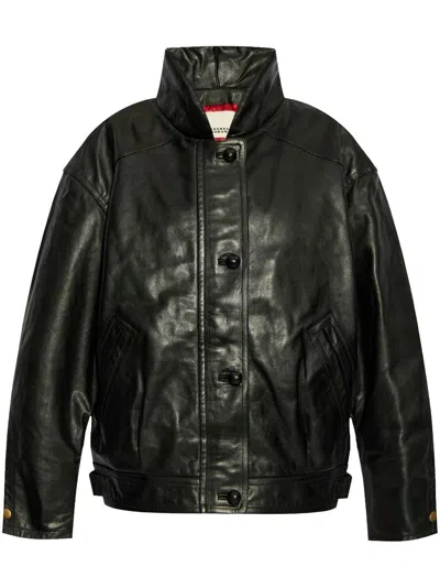 Isabel Marant Long-sleeved Leather Jacket In Black