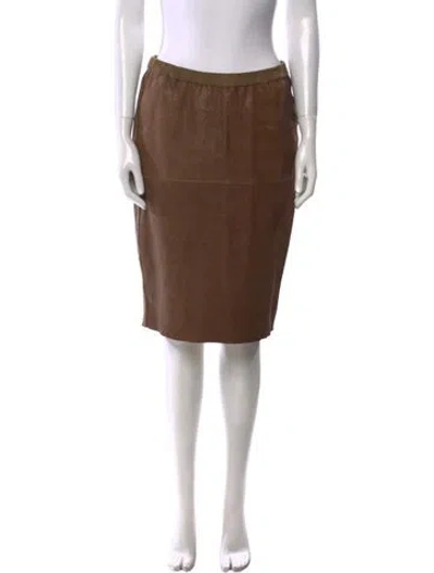 Pre-owned Isabel Marant Leather Knee-length Skirt In Brown