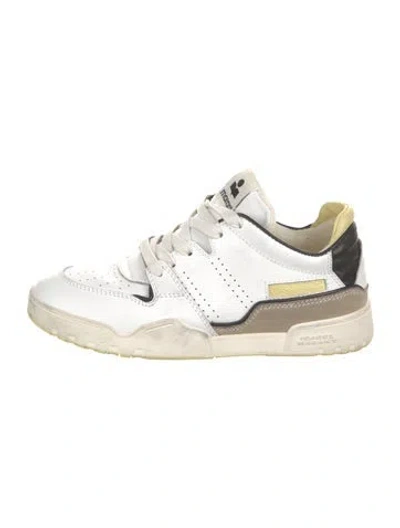 Pre-owned Isabel Marant Leather Lasercut Accents Athletic Sneakers In White