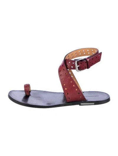 Pre-owned Isabel Marant Leather Lasercut Accents Slingback Sandals In Red