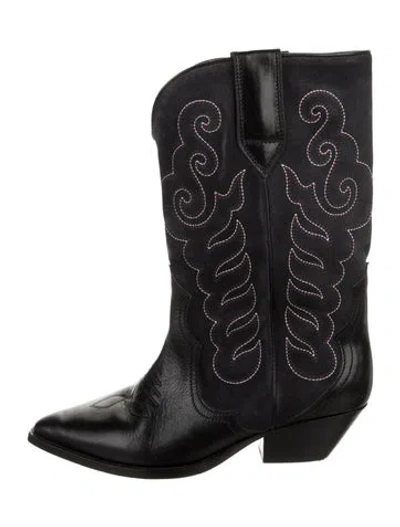 Pre-owned Isabel Marant Leather Leather Trim Embellishment Western Boots In Black