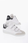 ISABEL MARANT LEATHER LOW TOP SNEAKERS WITH STUDS AND TOUCH STRAP CLOSURE