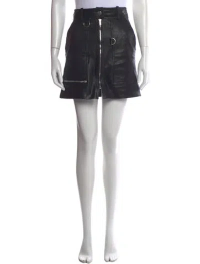 Pre-owned Isabel Marant Leather Mini Skirt In Black