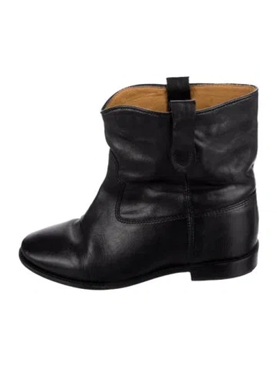 Pre-owned Isabel Marant Leather Moto Boots In Black
