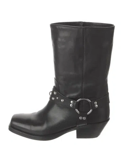 Pre-owned Isabel Marant Leather Moto Boots In Black