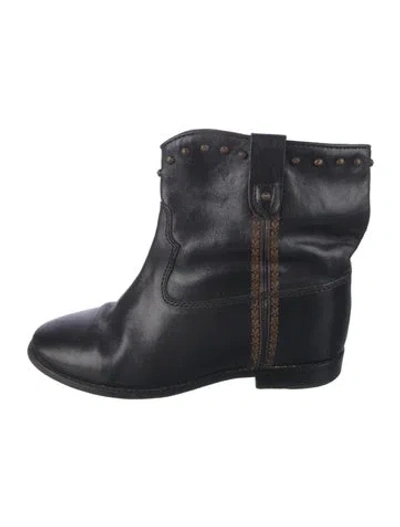Pre-owned Isabel Marant Leather Moto Boots In Black