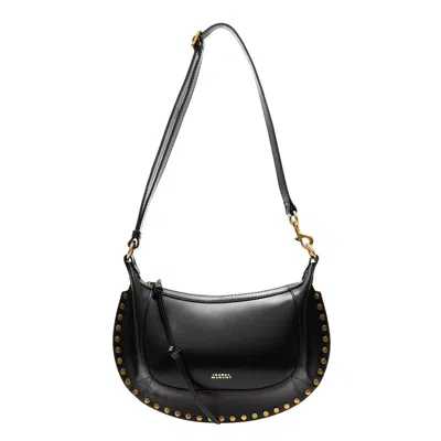 Isabel Marant Leather Oskan Moon Bag In Black