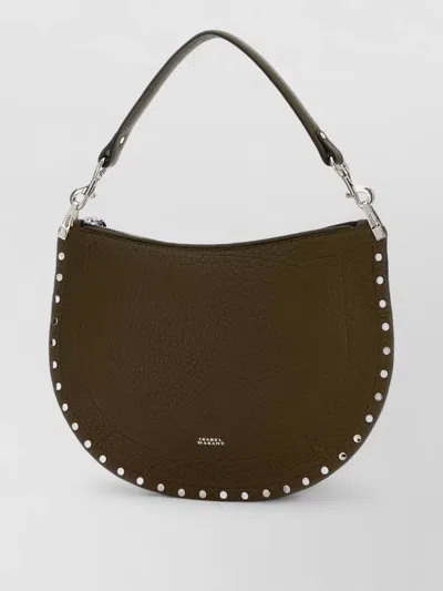 Isabel Marant Leather Oskan Shoulder Bag Top Handle Studs In Brown