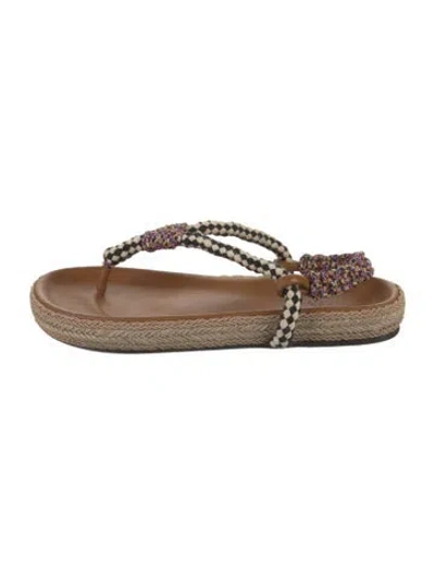 Pre-owned Isabel Marant Leather Patterned Flip Flops In Brown/neutrals