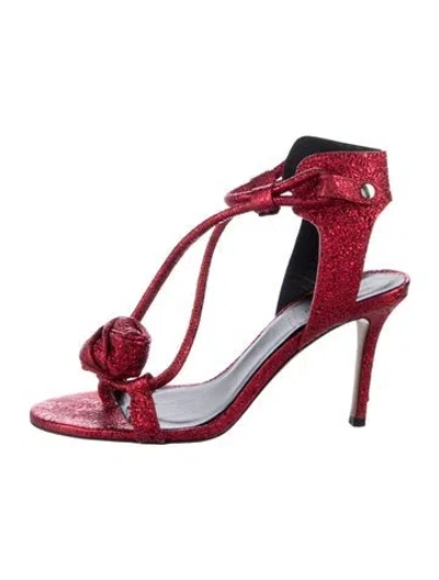 Pre-owned Isabel Marant Leather Patterned Sandals In Metallic/red