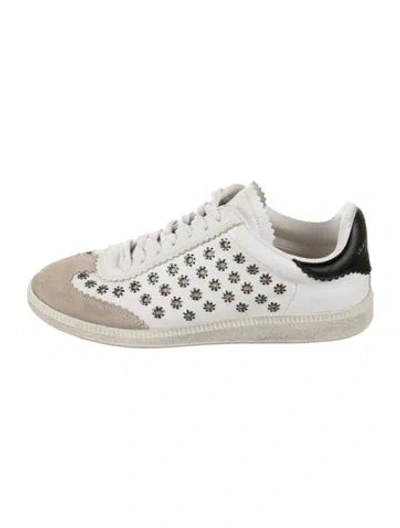 Pre-owned Isabel Marant Leather Patterned Sneakers In White