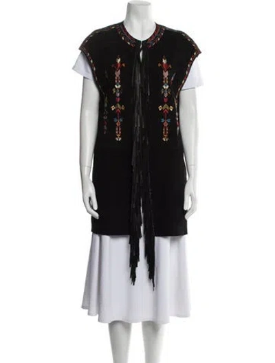 Pre-owned Isabel Marant Leather Patterned Vest In Black