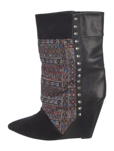 Pre-owned Isabel Marant Leather Printed Boots In Black