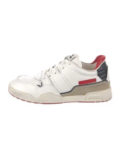 Pre-owned Isabel Marant Leather Printed Sneakers In White