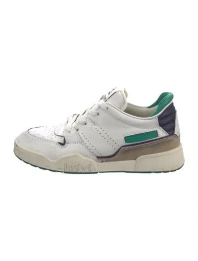 Pre-owned Isabel Marant Leather Printed Sneakers In White