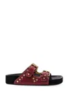 Isabel Marant Leather Sandals With All-over Stud Detail In Red