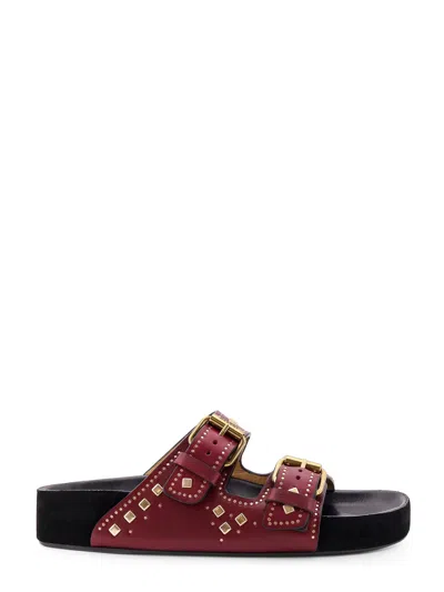 Isabel Marant Leather Sandals With All-over Stud Detail In Red