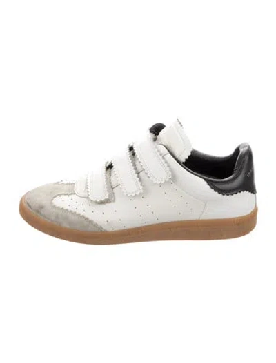 Pre-owned Isabel Marant Leather Scalloped Accent Athletic Sneakers In White