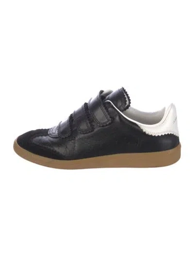 Pre-owned Isabel Marant Leather Scalloped Accent Sneakers In Black